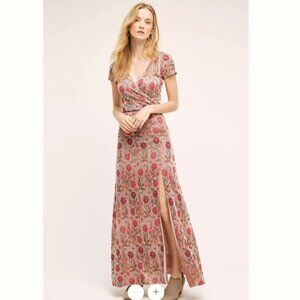Anthropologie Cecilia Prado Posy Floral Metallic Knit Maxi Dress Size M